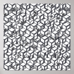 Kubistisches geometrisches Hypercube-Dekorationsvo Poster