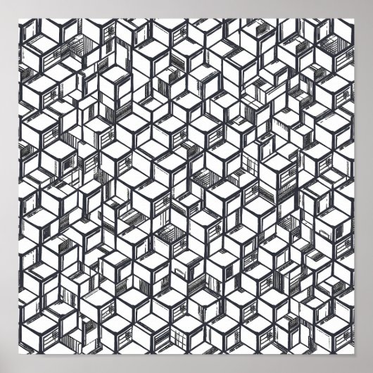 Kubistisches geometrisches Hypercube-Dekorationsvo Poster (Vorne)