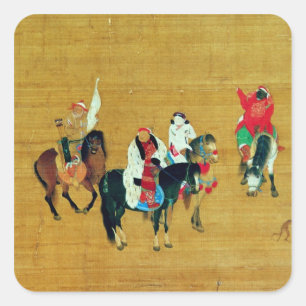 Kublai Khan Hunting, Yuan-Dynastie Quadratischer Aufkleber