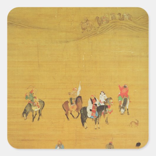 Kublai Khan Hunting, Yuan-Dynastie Quadratischer Aufkleber (Vorderseite)