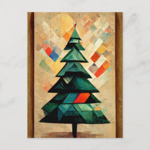 Kubnismus. Weihnachtsbaum modern abstrakt gemalt. Postkarte