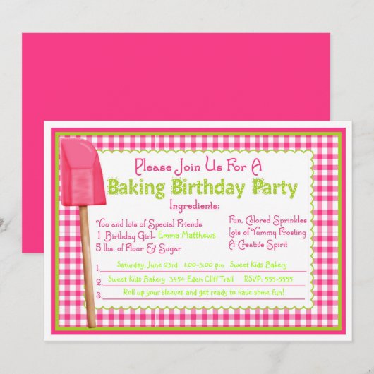 Küche Backwaren Geburtstag Einladungen (Vorne/Hinten)