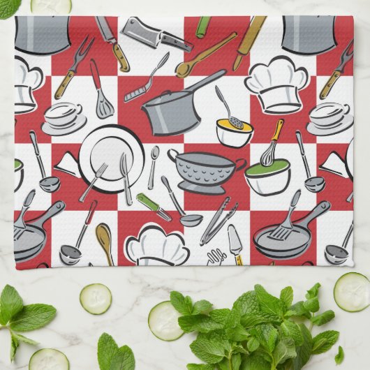 Küche bearbeitet Karo Geschirrtuch (Gefaltet)