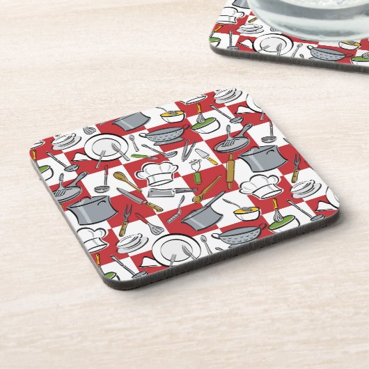 Küche bearbeitet Karo Getränkeuntersetzer (Linke Seite)