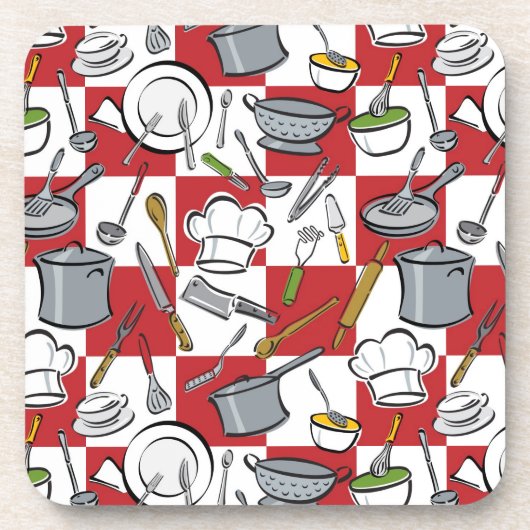 Küche bearbeitet Karo Getränkeuntersetzer (Vorderseite)