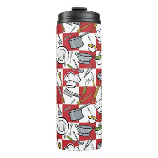 Küche bearbeitet Karo Thermosbecher (Vorderseite)