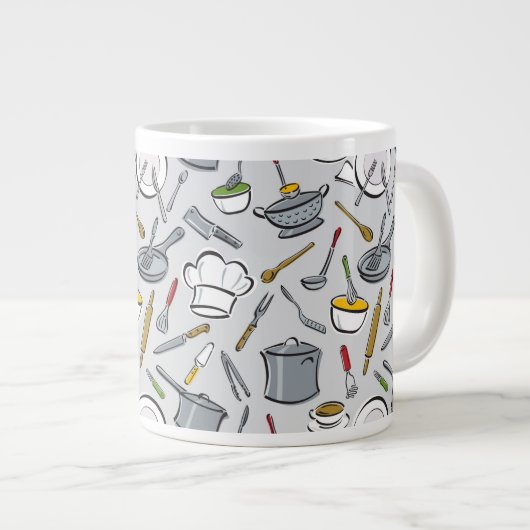 Küche bearbeitet Muster Jumbo-Tasse (Vorderseite Rechts)