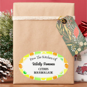 Küche der Zitrusfrüchte Zitrone, Limette und Orang Ovaler Aufkleber