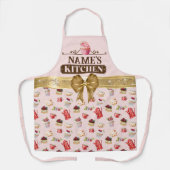 Küche des individuellen Namens und Aquarell Rosa K Schürze (Vorderseite)