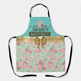 Küche des individuellen Namens und Aquarell Rosa K Schürze