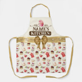 Küche des individuellen Namens und Aquarell Rosa K Schürze (Vorderseite)