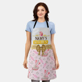Küche des individuellen Namens und Aquarell Rosa K Schürze (Getragen)