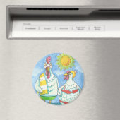 KÜCHE DES MEERES, FUNNY CARTOON MAGNET Round (In Situ (Geschirrspüler))