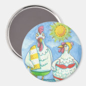 KÜCHE DES MEERES, FUNNY CARTOON MAGNET Round (Vorderseite/Rückseite)