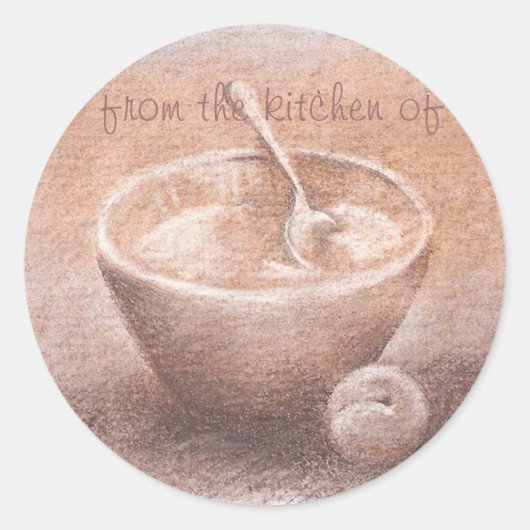 KÜCHE ETIKETT CHARCOAL ILLUSTRATION RUNDER AUFKLEBER (Vorderseite)