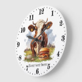 Küche für niedliche Kuhliebhaber Große Wanduhr (Winkel)