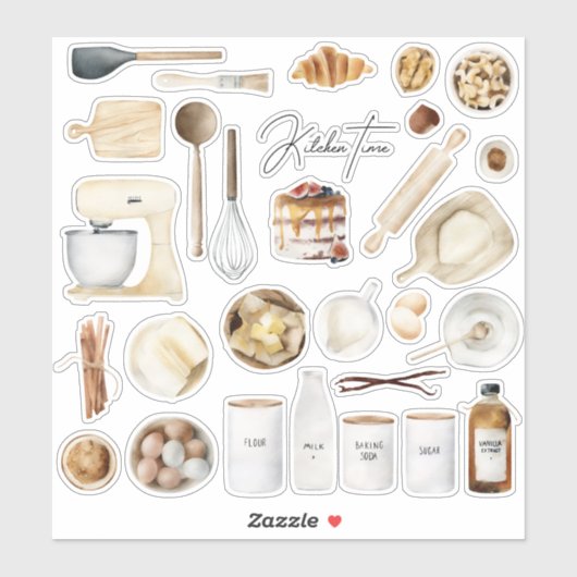 Küche Geschirr Kochrezepte Buchzutaten Aufkleber (Blatt)