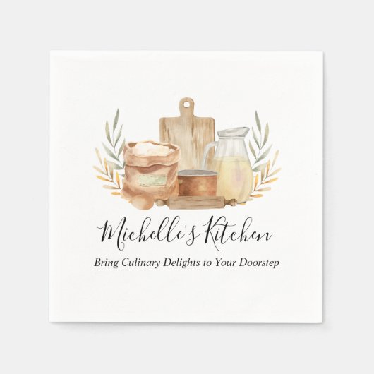 Küche Geschirr Lebensmittel Aquarell Zuhause Cater Serviette (Vorderseite)