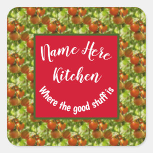 Küche Gut Stuff Kirschen Tomaten Personalisiert Quadratischer Aufkleber