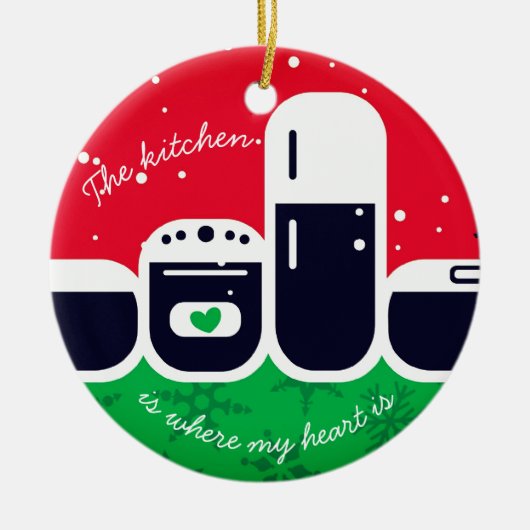 Küche, in der mein Herz Weihnachtsbaumschmuck ist Keramik Ornament (Vorne)