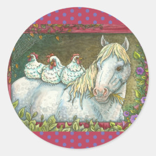KÜCHE IN DER STABILEN, HORSE STICKER RAND. Blatt
