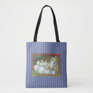 KÜCHE IN DER STABILEN, PFERDE TOTE BAG *Blau Tasche