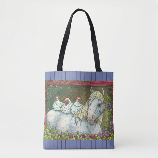 KÜCHE IN DER STABILEN, PFERDE TOTE BAG Blue Tasche (Vorderseite)