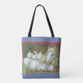 KÜCHE IN DER STABILEN, PFERDE TOTE BAG Blue Tasche (Rückseite)
