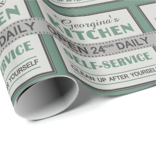 Küche - individuelle Name - Verpackungspapier Geschenkpapier