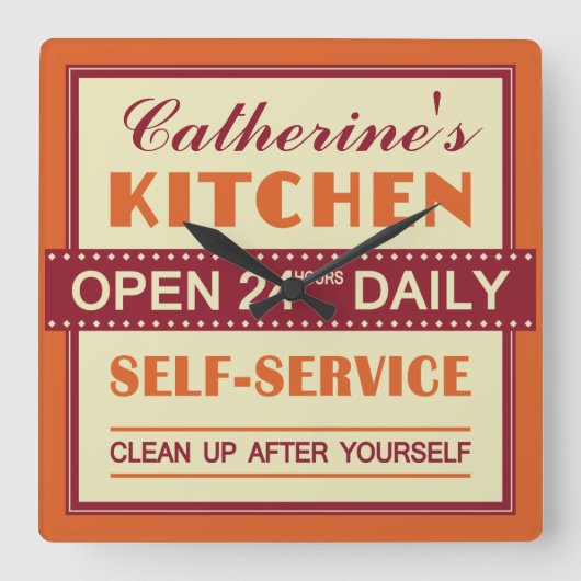 Küche - individueller Name - Wanduhr (Vorderseite)