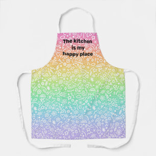 Küche ist meine glückliche Place Doodles Rainbow Schürze