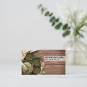 Küche | Koch | Holz | Utensils Visitenkarte (Stehend Vorderseite)