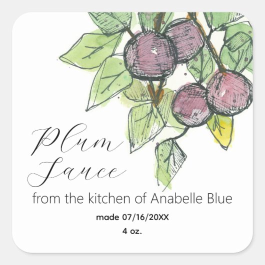Küche Kochen Fruchtkonserven Jar Etikett Quadratischer Aufkleber (Vorderseite)