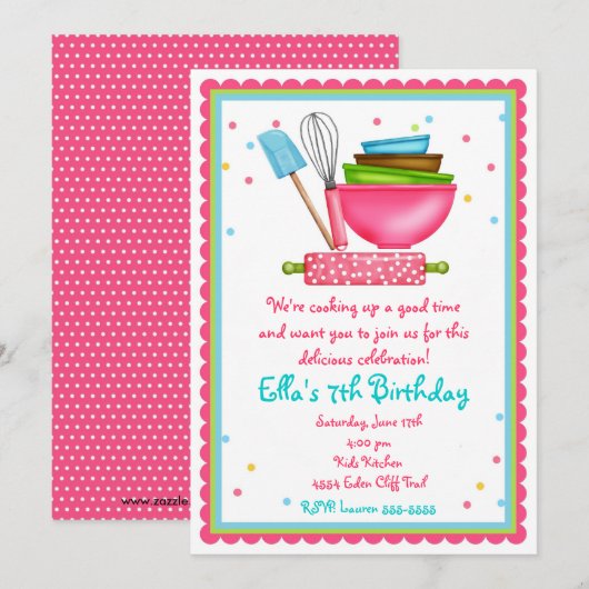 Küche Kochen Geburtstag Einladungen (Vorne/Hinten)