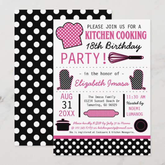 Küche Kochen Geburtstagsparty Einladung (Vorne/Hinten)