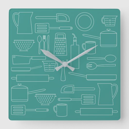Küche Kochen Utensitis Thema Aquamarin Küche Uhr (Vorderseite)