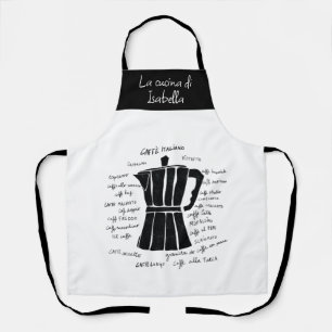 Küche Kunst Italienischer Espresso Kaffee schwarz Schürze