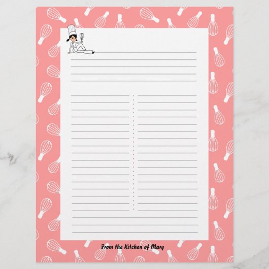 Küche Kunstrezepte mit Ihrem Namen (Vorderseite)