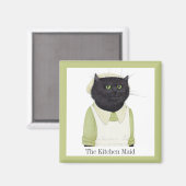 KÜCHE MAD CAT Square Magnet + Text (Vorderseite/Rückseite)