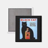 KÜCHE MAGNET ~ VINTAGE SCHWARZE KATZE! STOVE POLIS (Vorderseite/Rückseite)