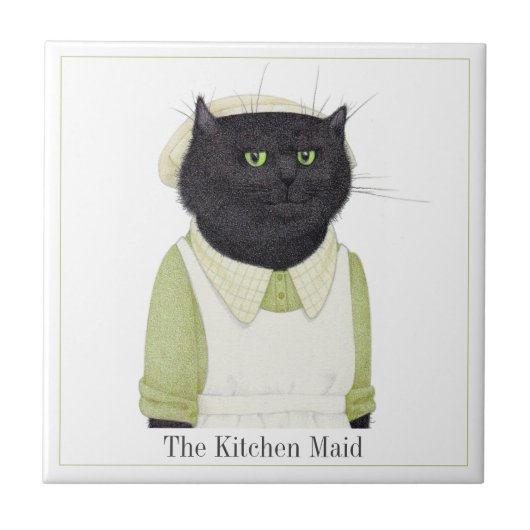 KÜCHE MAID CAT 4.25" Square Keramik Tile + Text Fliese (Vorderseite)