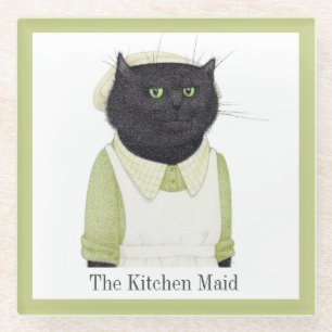 KÜCHE MAID CAT Glass Drink Untersetzer + Text