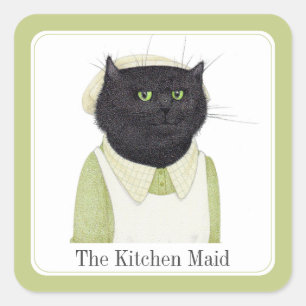 KÜCHE MAID CAT Kleiner Platz Aufkleber + Text