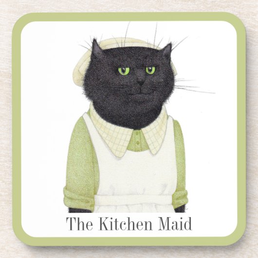 KÜCHE MAID CAT-Untersetzer aus Kunststoff + Text Getränkeuntersetzer (Vorderseite)