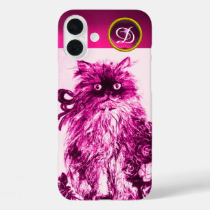 KÜCHE MIT FUCHSIA-PINKROSEN KronenMonogramm iPhone 16 Plus Hülle
