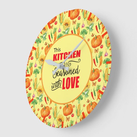 Küche mit Liebe Gemüseanbau Große Wanduhr (Winkel)