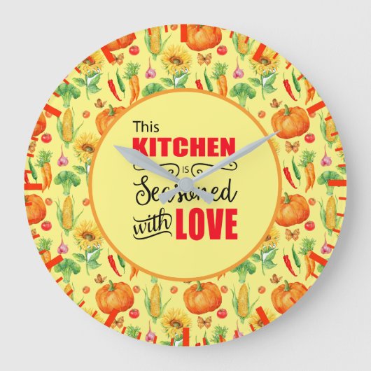 Küche mit Liebe Gemüseanbau Große Wanduhr (Vorderseite)