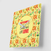 Küche mit Liebe Gemüseanbau Quadratische Wanduhr (Winkel)