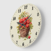 Küche mit niedlichen Korbäpfeln Große Wanduhr (Winkel)