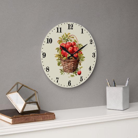 Küche mit niedlichen Korbäpfeln Große Wanduhr (Büro)